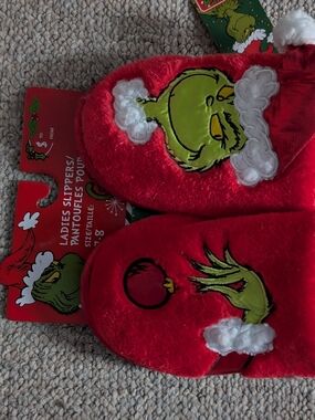 Grinch Red Plush Ladies Slippers